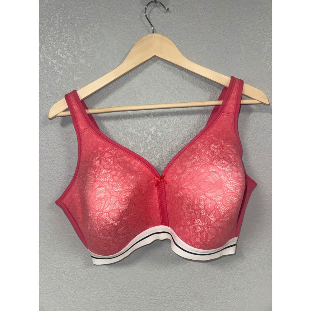 Cacique 40DD Pink Lace Front Close‎ Full Coverage Full Support Bra